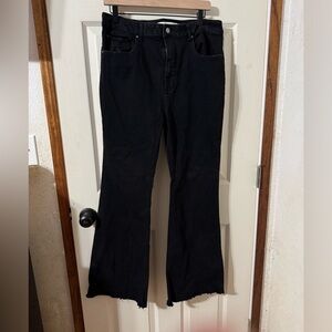 Tinseltown Midnight Black Denim wide leg with raw edge bottoms Size 15